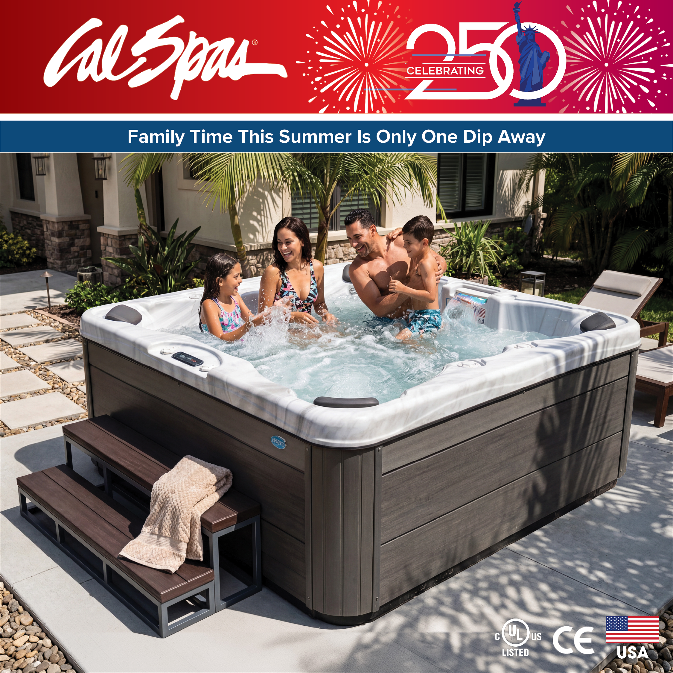 Calspas hot tub being used in a family setting - Bristol